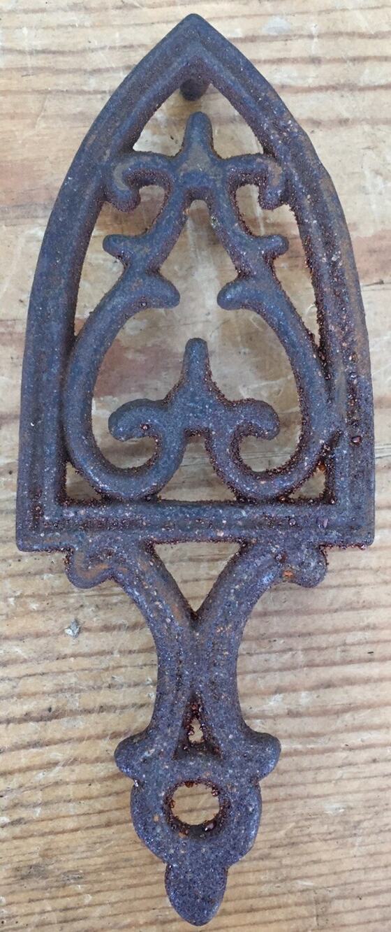 Vintage Mini Small 4.5" Antique Cast Sad Iron Trivet Solid Metal Primitive Rusty